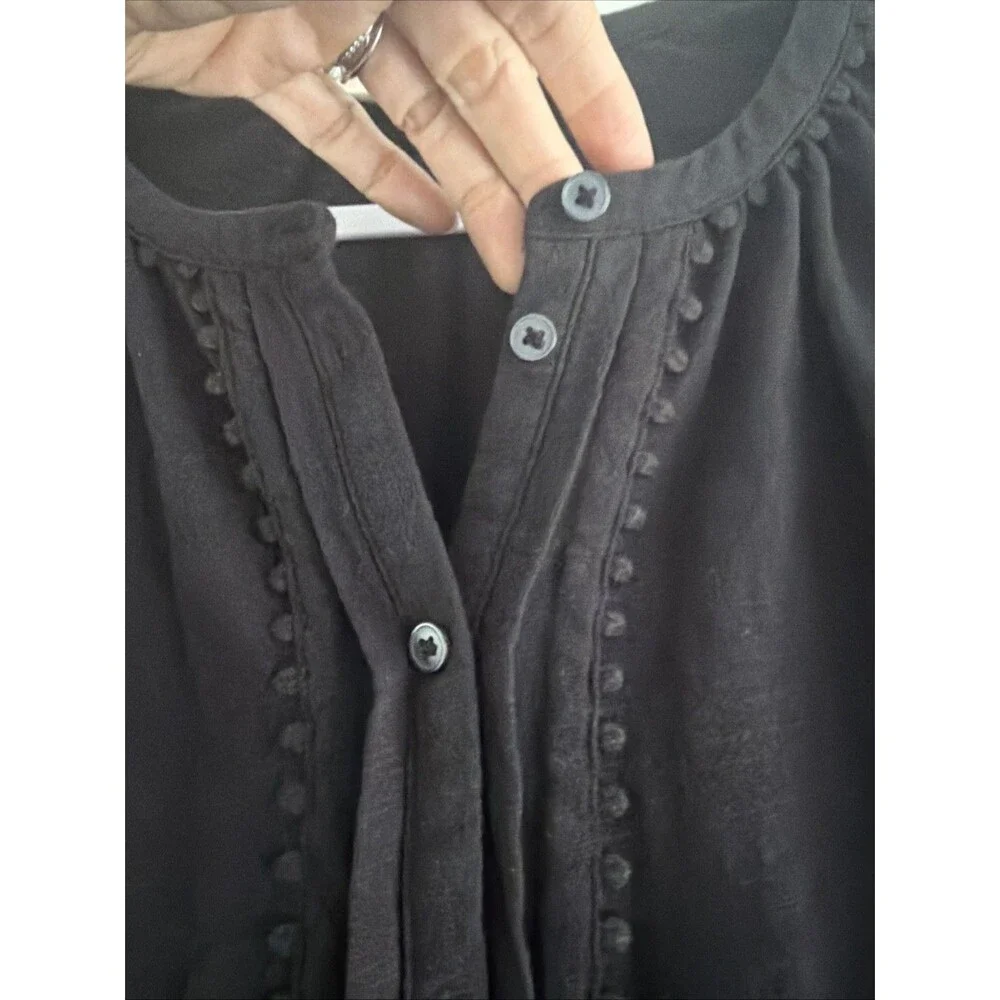 Boden Black Eden Broderie Jersey Shirt US16-18